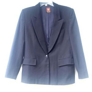 Anne Klein 100% Wool Black Blazer Jacket 12